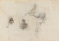 A Horse and Rider, and Studies for Leda Poster | Leonardo da Vinci Art Print (1503)