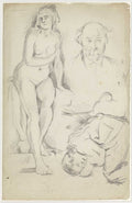 Studies of Three Figures, Including a Self-Portrait Poster | Paul Cézanne Art Print (1883)