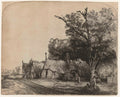 Landscape with Three Cottages along a Road Poster | Rembrandt van Rijn Art Print (1650)