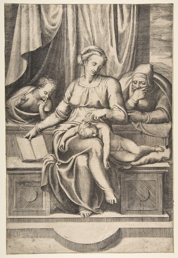 Madonna del Silenzio (Bonasone Engraving) Poster | After Michelangelo Art Print (1561)