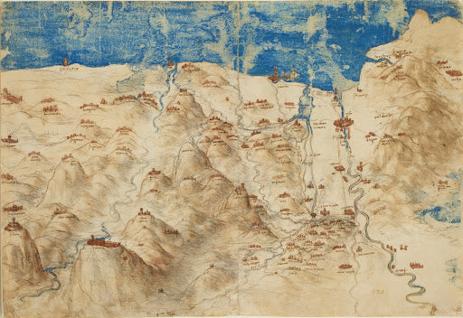 A Bird's-eye View of Western Tuscany Poster | Leonardo da Vinci Art Print (1503)