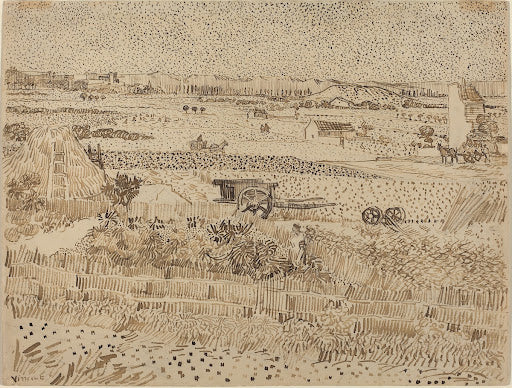 Harvest--The Plain of la Crau Poster | Vincent van Gogh Art Print (1888)