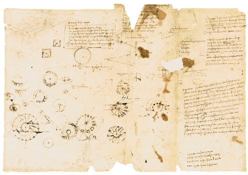 Studies of Perpetual Overbalanced Wheels Poster | Leonardo da Vinci Art Print (1487)