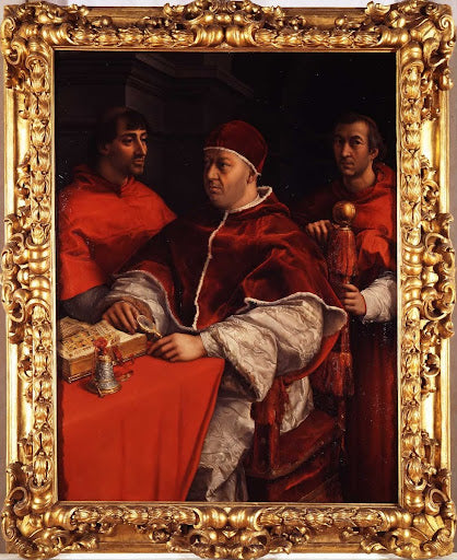 Portrait of Pope Leo X with Two Cardinals Poster | Raphael Art Print (1518)