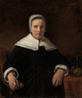 A Woman Holding a Pink Poster | Rembrandt van Rijn Art Print (1656)