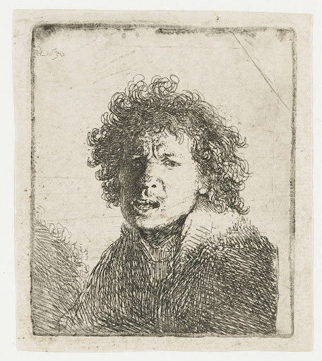 Self-Portrait, Shouting Poster | Rembrandt van Rijn Art Print (1630)