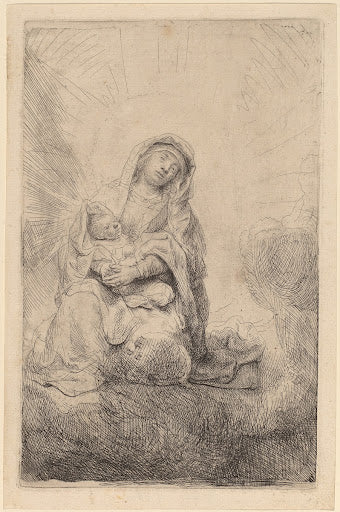Virgin and Child in the Clouds Poster | Rembrandt van Rijn Art Print (1641)