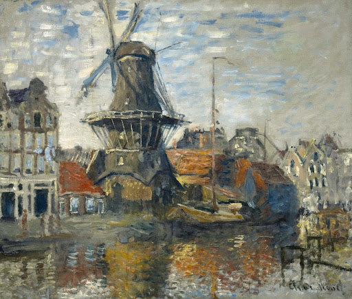 The Windmill on the Onbekende Gracht, Amsterdam Poster | Claude Monet Art Print (1874)