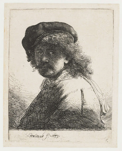 Self-Portrait in a Cap and Scarf Poster | Rembrandt van Rijn Art Print (1633)