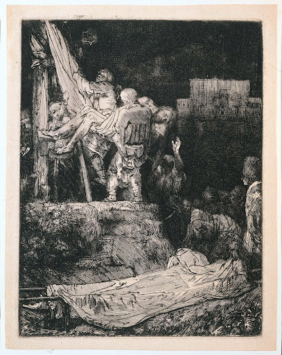 The Descent from the Cross by Torchlight Poster | Rembrandt van Rijn Art Print (1654)