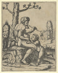 A Faun and a Child Poster | Marcantonio Raimondi after Raphael Art Print (1510)