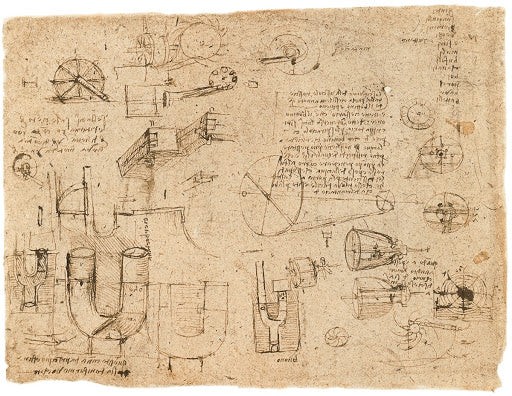 Studies for the Design of a Mechanical Perpetual Wheel Poster | Leonardo da Vinci Art Print (1515)