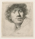 Self-Portrait in a Cap, Wide-Eyed and Open-Mouthed Poster | Rembrandt van Rijn Art Print (1630)