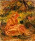 Young Woman in a Landscape Poster | Pierre-Auguste Renoir Art Print