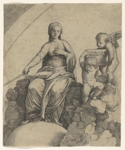 Philosophy Seated on Clouds Poster | Marcantonio Raimondi after Raphael Art Print (1510)