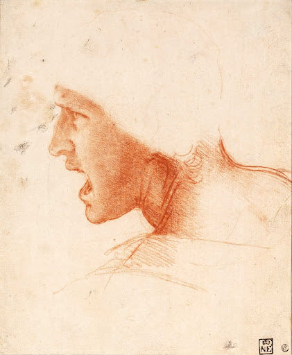Study for the Head of a Soldier in the Battle of Anghiari Poster | Leonardo da Vinci Art Print (1504)