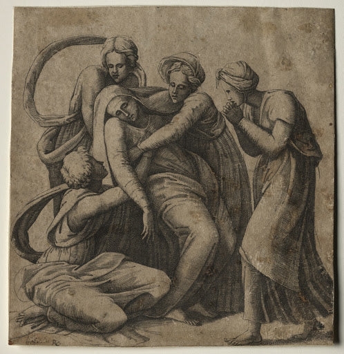 The Virgin Fainting in the Arms of the Holy Women Poster | Giulio Bonasone after Raphael Art Print