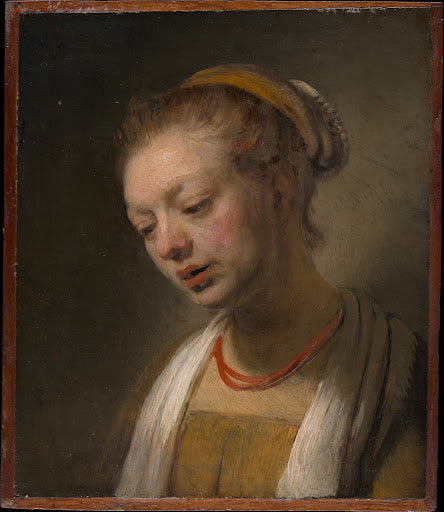 Young Woman with a Red Necklace Poster | Style of Rembrandt Art Print (1645)