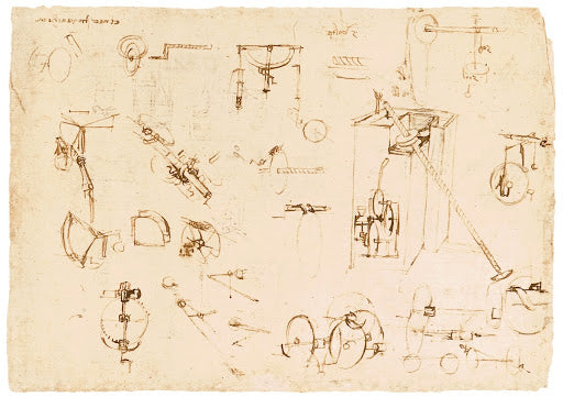 Study of a Self-powered Water-lifting Machine Poster | Leonardo da Vinci Art Print (1480)
