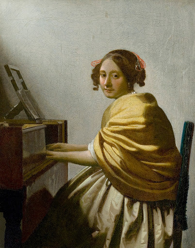Young Woman Seated at a Virginal Poster | Johannes Vermeer Art Print (1670)
