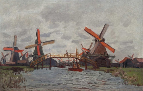 Windmills near Zaandam Poster | Claude Monet Art Print (1871)