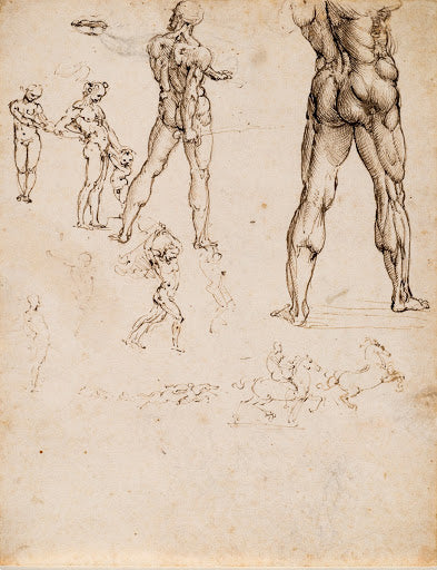 Nude Studies for the Battle of Anghiari Poster | Leonardo da Vinci Art Print (1505)