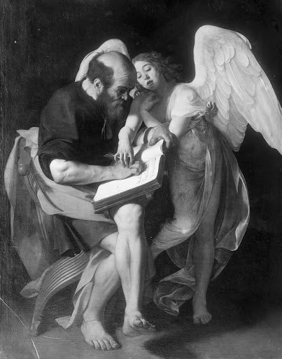 Saint Matthew and the Angel Poster | Caravaggio Art Print (1602)