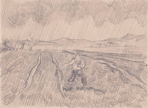 Enclosed Field with a Sower in the Rain Poster | Vincent van Gogh Art Print