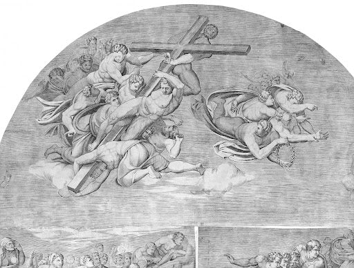 Angels Carrying the Cross (della Casa Engraving) Poster | After Michelangelo Art Print (1548)