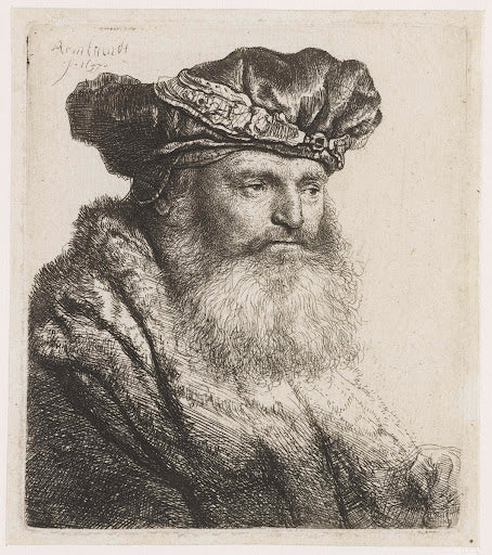 Bearded Man in a Velvet Cap with a Jewelled Clasp Poster | Rembrandt van Rijn Art Print (1637)