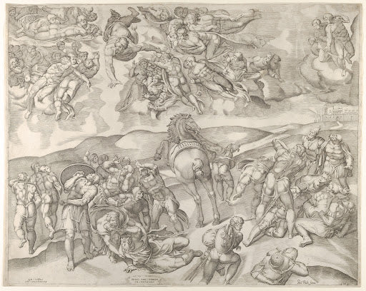 The Conversion of Saul (Beatrizet Engraving) Poster | After Michelangelo Art Print (1545)