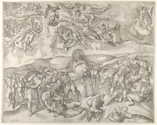 The Conversion of Saul (Beatrizet Engraving) Poster | After Michelangelo Art Print (1545)