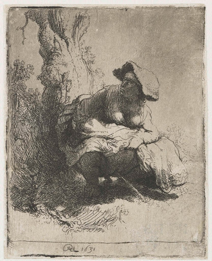 A Woman Making Water Poster | Rembrandt van Rijn Art Print (1631)