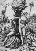 Two Sibyls and an Angel Poster | Giovanni Antonio da Brescia after Raphael Art Print (1510)