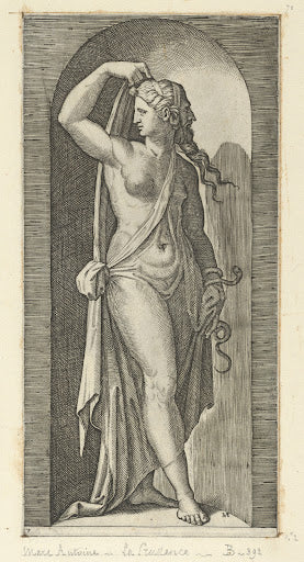 Prudence in a Niche Poster | Marcantonio Raimondi after Raphael Art Print (1515)