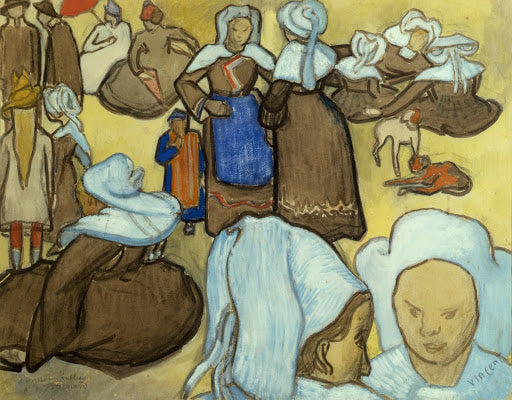 Breton Women and Children (after Émile Bernard) Poster | Vincent van Gogh Art Print