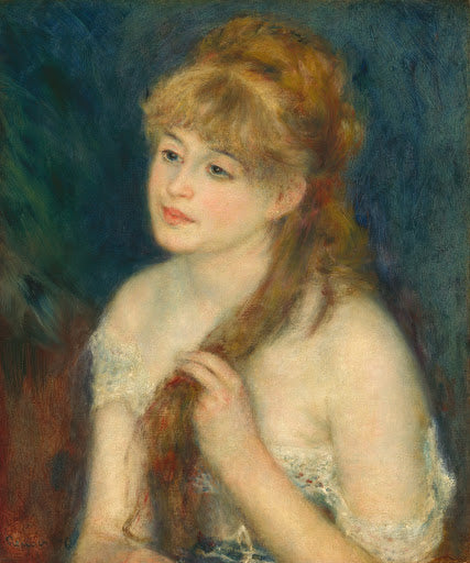 Young Woman Braiding Her Hair Poster | Pierre-Auguste Renoir Art Print (1876)