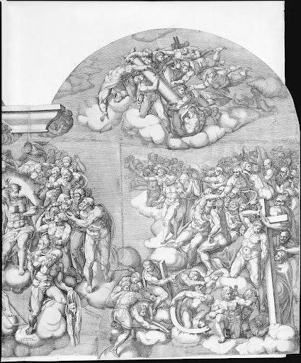 The Last Judgment (Beatrizet Engraving) Poster | After Michelangelo Art Print (1562)
