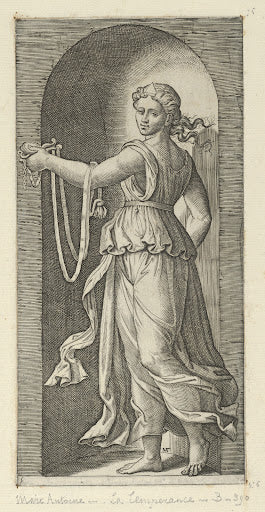 Temperance in a Niche Poster | Marcantonio Raimondi after Raphael Art Print (1515)