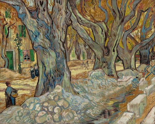 The Large Plane Trees (Road Menders at Saint-Rémy) Poster | Vincent van Gogh Art Print (1889)