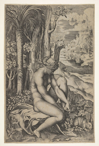 Venus Removing a Thorn Poster | Marco Dente after Raphael Art Print (1516)