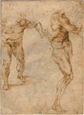 Two Nude Studies of a Man Storming Forward Poster | Michelangelo Art Print (1504)