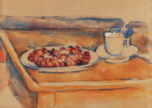 Cup and Dish of Cherries Poster | Paul Cézanne Art Print (1890)