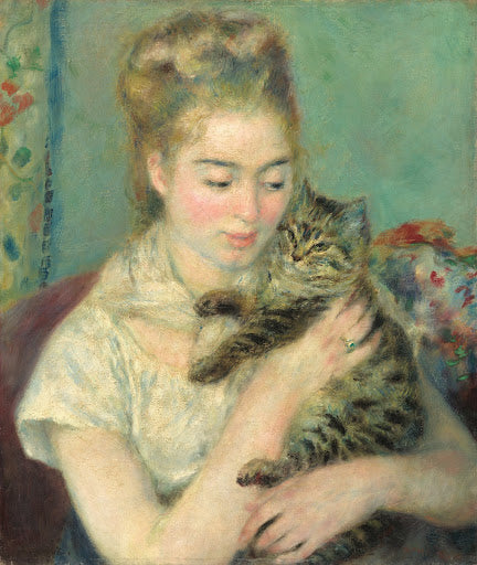 Woman with a Cat Poster | Pierre-Auguste Renoir Art Print (1875)