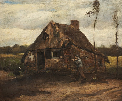 Cottage with Peasant Returning Home Poster | Vincent van Gogh Art Print (1885)