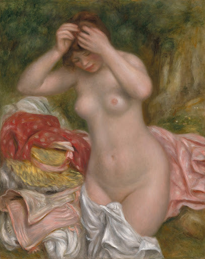 Bather Arranging Her Hair Poster | Pierre-Auguste Renoir Art Print (1893)
