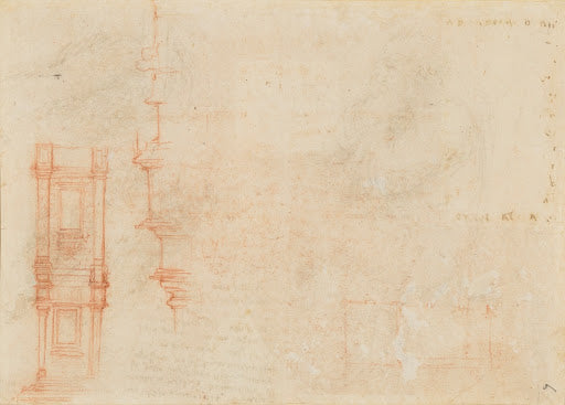 Studies of Water, and a Seated Old Man Poster | Leonardo da Vinci Art Print (1512)