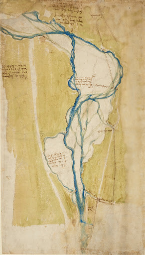 A Map of the Arno West of Florence Poster | Leonardo da Vinci Art Print (1504)