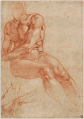 Seated Young Male Nude and Two Arm Studies Poster | Michelangelo Art Print (1510)
