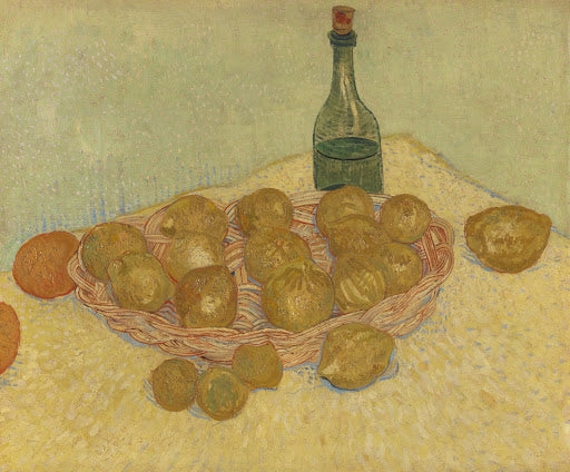 Basket of Lemons and Bottle Poster | Vincent van Gogh Art Print (1888)